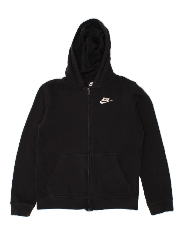 NIKE Boys Zip Hoodie Sweater 12-13 Years Large Black Cotton Hoodie with High-Low Hem Asymmetrical Trendy NIKE Boys Zip Hoodie Sweater 12-13 Years Large Black Cotton Hoodie with High-Low Hem Asymmetrical Trendy