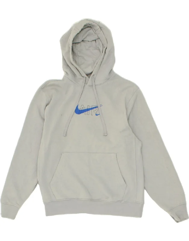 NIKE Mens Graphic Hoodie Jumper Small Grey Cotton Hoodie with High-Low Hem Asymmetrical Trendy NIKE Mens Graphic Hoodie Jumper Small Grey Cotton Hoodie with High-Low Hem Asymmetrical Trendy