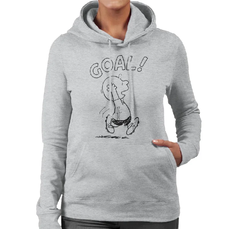 Peanuts Football Charlie Brown Goal Women's Hooded Sweatshirt Hoodie with Slit Hem Functional Movement Peanuts Football Charlie Brown Goal Women's Hooded Sweatshirt Hoodie with Slit Hem Functional Movement