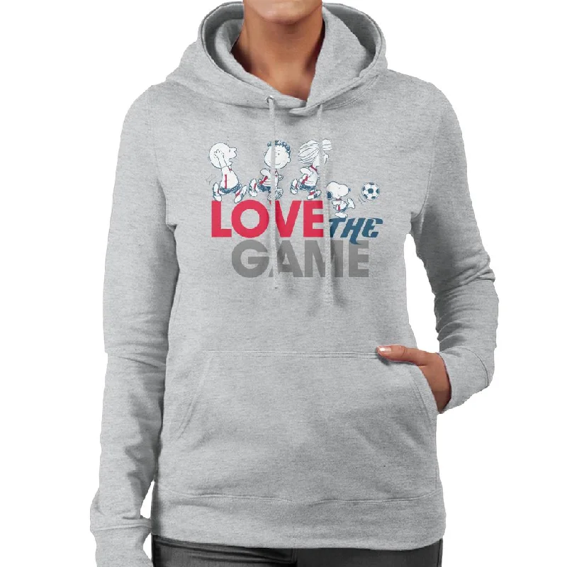 Peanuts Football Love The Game Women's Hooded Sweatshirt Hoodie with Patch Decorative Personalized Peanuts Football Love The Game Women's Hooded Sweatshirt Hoodie with Patch Decorative Personalized