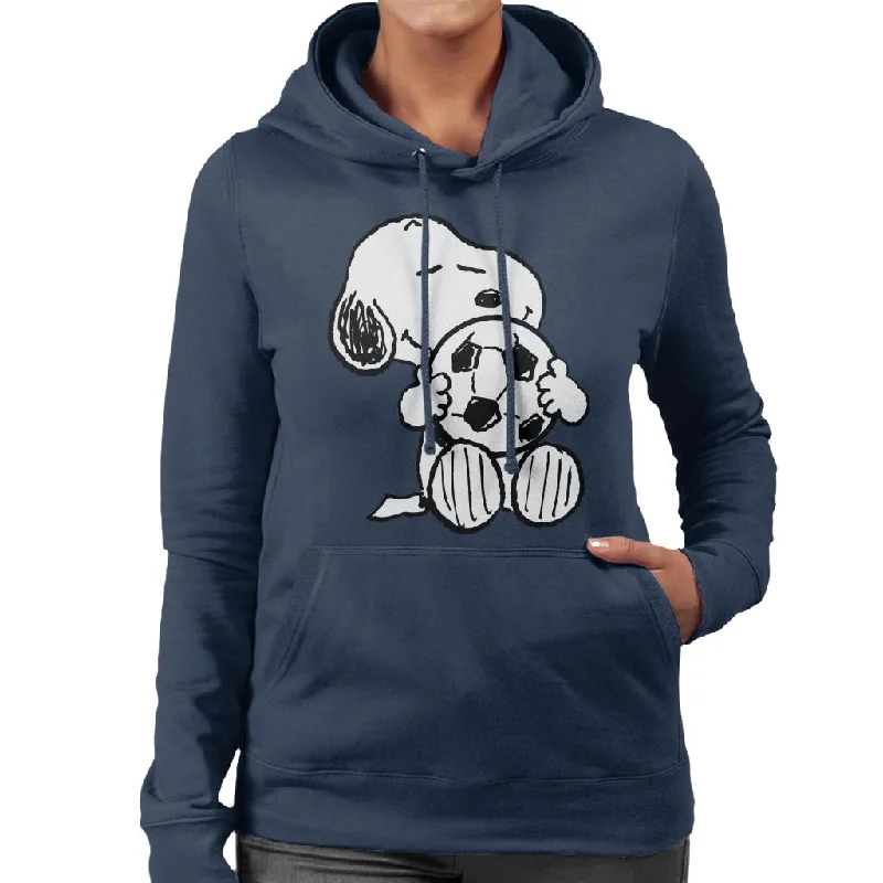 Peanuts Football Snoopy Football Hug Women's Hooded Sweatshirt Cotton Hoodie Fleece Lining Warmth