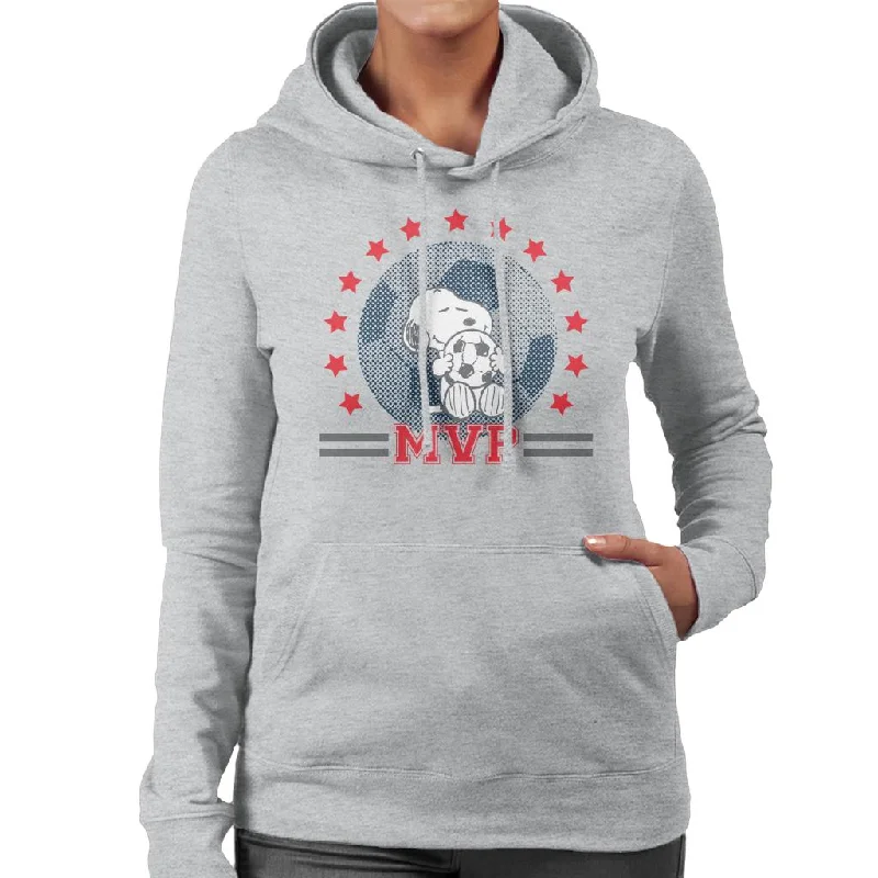 Peanuts Football Snoopy MVP Women's Hooded Sweatshirt Hoodie with Color Block Contrast Stylish Peanuts Football Snoopy MVP Women's Hooded Sweatshirt Hoodie with Color Block Contrast Stylish