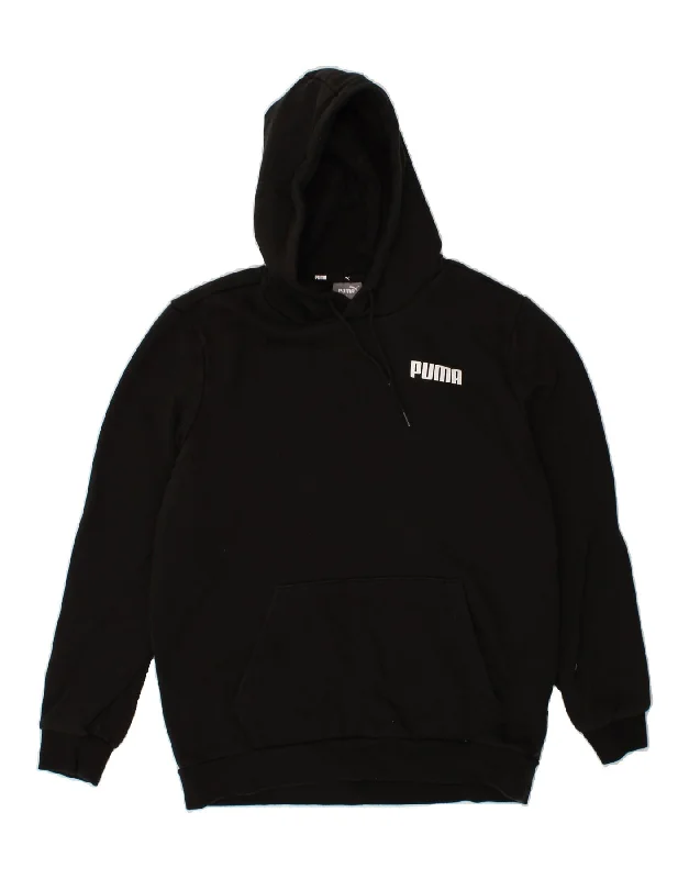 PUMA Mens Graphic Hoodie Jumper Medium Black Cotton Hoodie with High-Low Hem Asymmetrical Trendy PUMA Mens Graphic Hoodie Jumper Medium Black Cotton Hoodie with High-Low Hem Asymmetrical Trendy