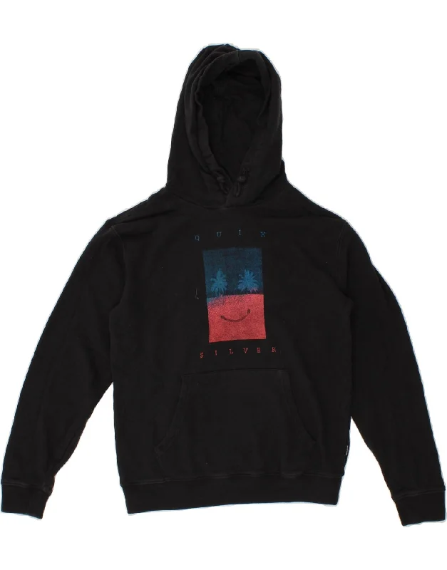 QUIKSILVER Boys Graphic Hoodie Jumper 13-14 Years Large Black Cotton Hoodie with Rolled Sleeves Casual Relaxed QUIKSILVER Boys Graphic Hoodie Jumper 13-14 Years Large Black Cotton Hoodie with Rolled Sleeves Casual Relaxed