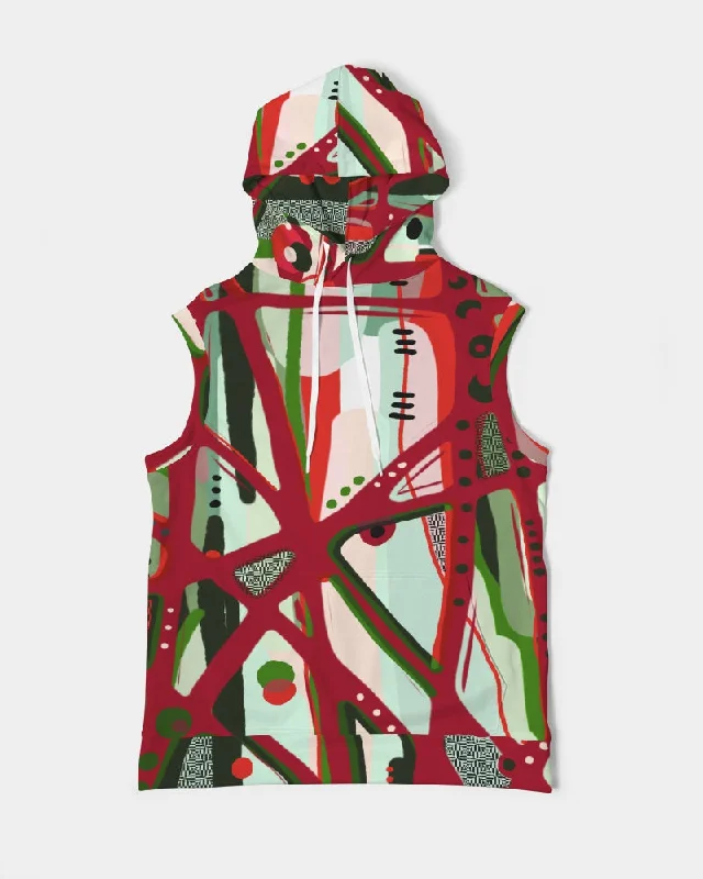 RED BLACK & GREEN - YOU KNOW WHAT IT MEAN Men's/Unisex Premium Heavyweight Sleeveless Hoodie Hoodie with Ribbed Hem Stretchable Secure