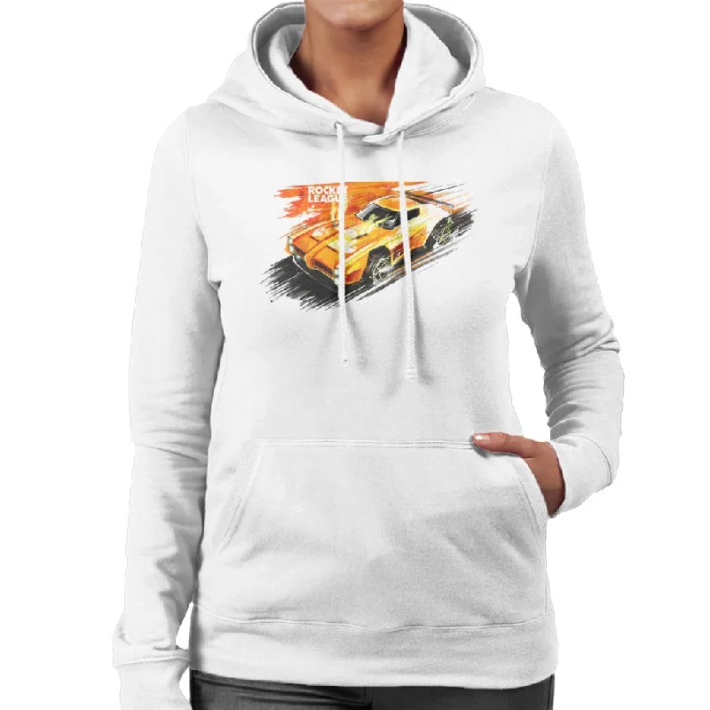 Rocket League Dominus Fire Women's Hooded Sweatshirt Hoodie with Hem Frayed Vintage Worn Rocket League Dominus Fire Women's Hooded Sweatshirt Hoodie with Hem Frayed Vintage Worn