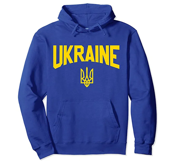 Royal Blue Ukraine Trident Hoodie Hoodie with Button Classic Timeless