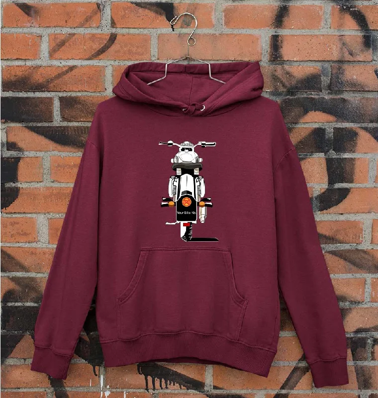Royal Enfield - Bullet With Your Number Unisex Hoodie for Men/Women Hoodie with Ribbed Hem Stretchable Secure