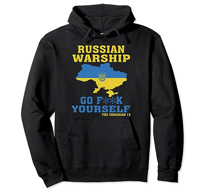 Russian Warship Go F**k Yourself Hoodie Hoodie with Drawcord Adjustable Secure