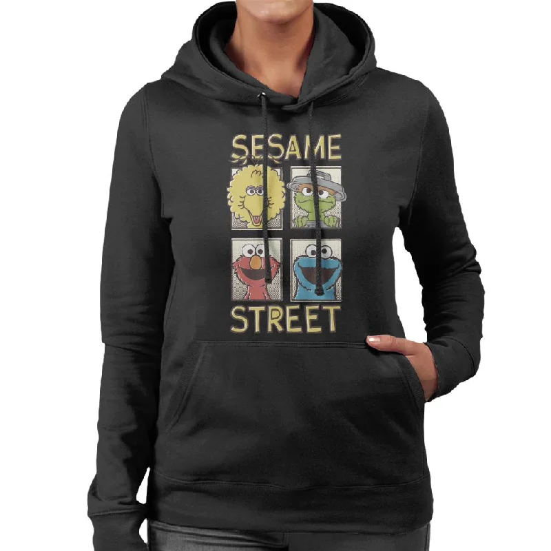 Sesame Street Comic Book Cover Women's Hooded Sweatshirt Hoodie with Set-In Sleeves Structured Classic Sesame Street Comic Book Cover Women's Hooded Sweatshirt Hoodie with Set-In Sleeves Structured Classic