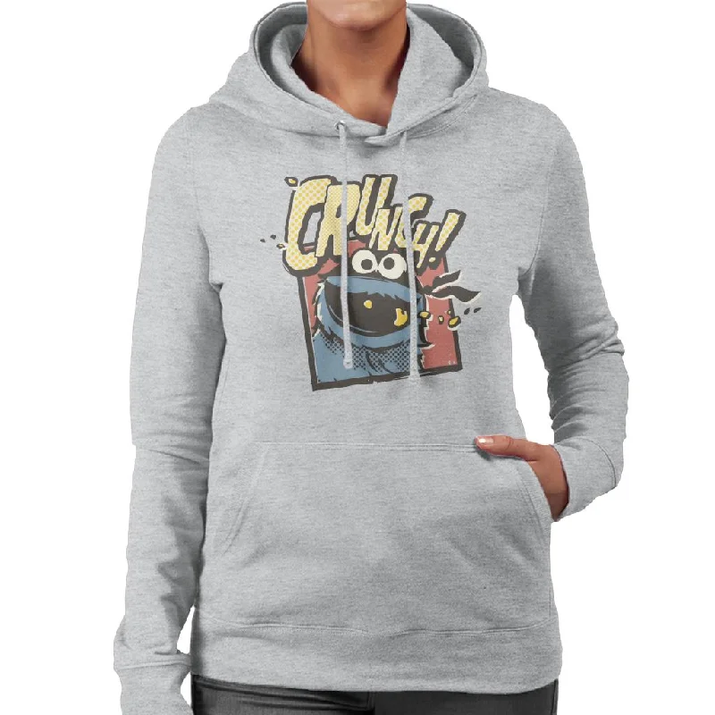 Sesame Street Cookie Monster Crunch Women's Hooded Sweatshirt Hoodie with Hem Lace Feminine Delicate Sesame Street Cookie Monster Crunch Women's Hooded Sweatshirt Hoodie with Hem Lace Feminine Delicate