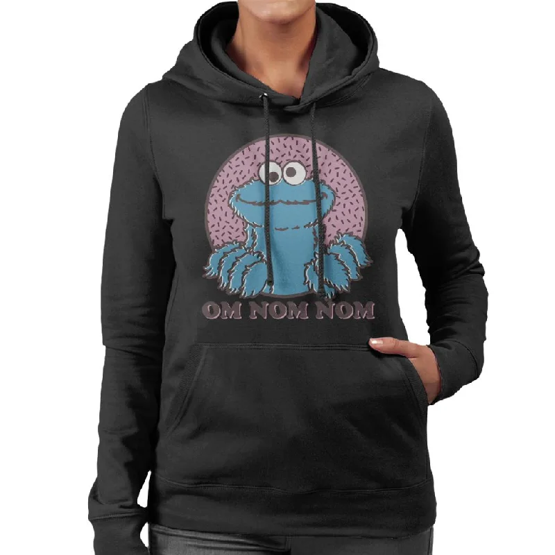 Sesame Street Cookie Monster Om Nom Nom Women's Hooded Sweatshirt Hoodie with Puffed Sleeves Voluminous Trendy Sesame Street Cookie Monster Om Nom Nom Women's Hooded Sweatshirt Hoodie with Puffed Sleeves Voluminous Trendy