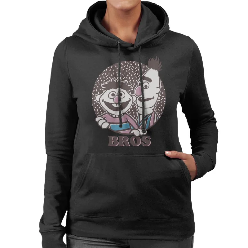 Sesame Street Ernie And Bert Bros Women's Hooded Sweatshirt Hoodie with Side Slits Relaxed Casual Sesame Street Ernie And Bert Bros Women's Hooded Sweatshirt Hoodie with Side Slits Relaxed Casual