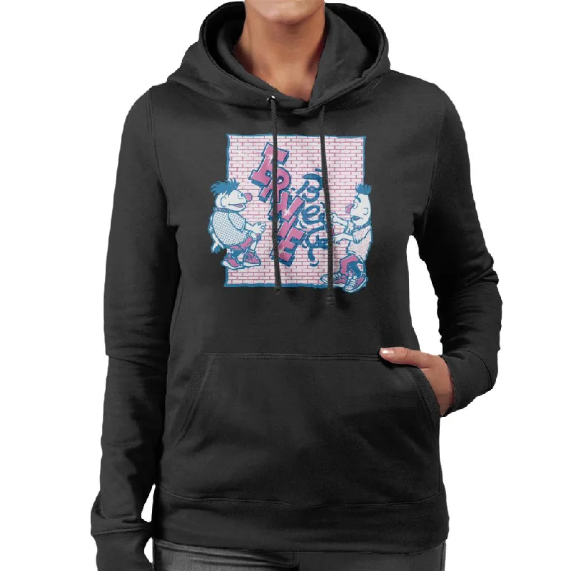 Sesame Street Ernie And Bert Painting Wall Women's Hooded Sweatshirt Hoodie with Hem Elastic Stretchable Comfortable Sesame Street Ernie And Bert Painting Wall Women's Hooded Sweatshirt Hoodie with Hem Elastic Stretchable Comfortable