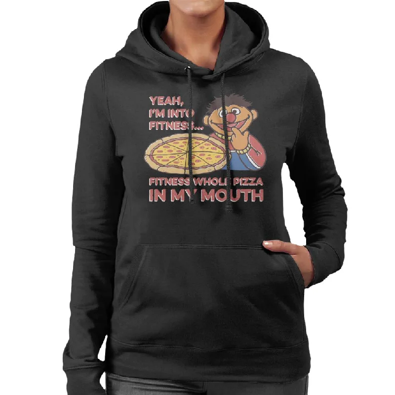 Sesame Street Fitness Pizza Women's Hooded Sweatshirt Hoodie with Zipper Placket Modern Functional Sesame Street Fitness Pizza Women's Hooded Sweatshirt Hoodie with Zipper Placket Modern Functional
