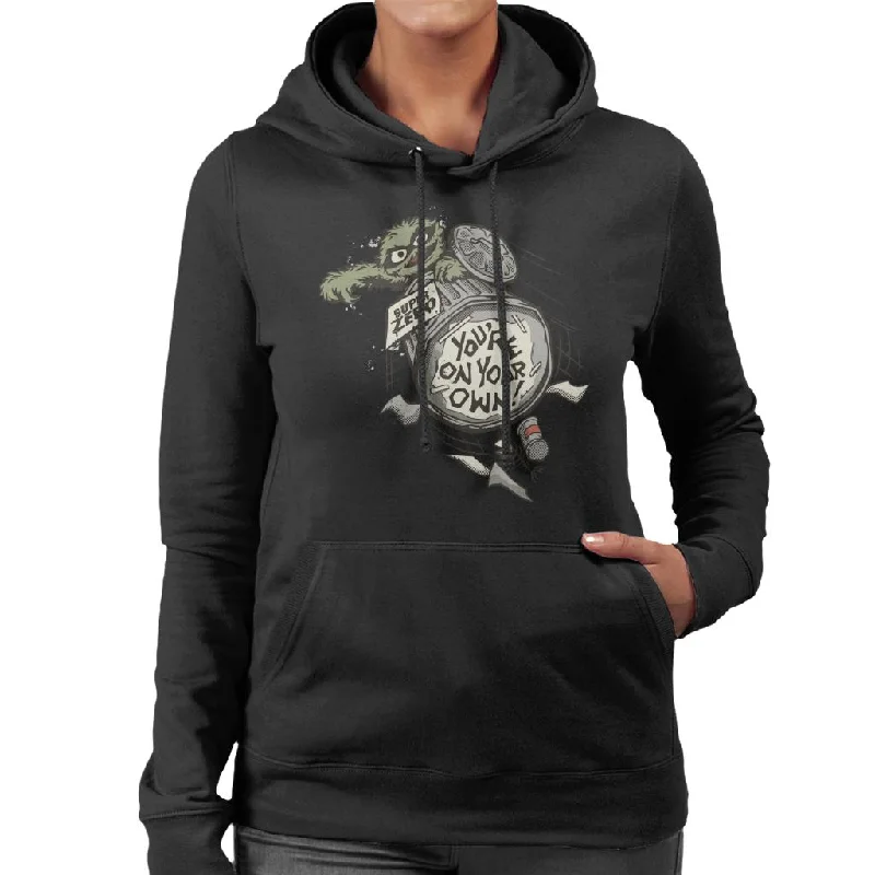 Sesame Street Oscar The Grouch You're On Your Own Women's Hooded Sweatshirt Hoodie with Relaxed Fit Easy Casual Sesame Street Oscar The Grouch You're On Your Own Women's Hooded Sweatshirt Hoodie with Relaxed Fit Easy Casual