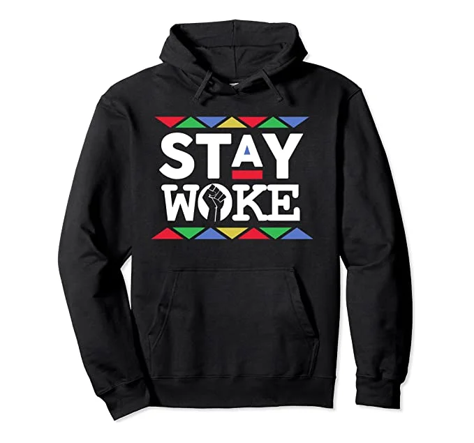 Stay Woke Hoodie Hoodie with Tied Waist Feminine Flattering