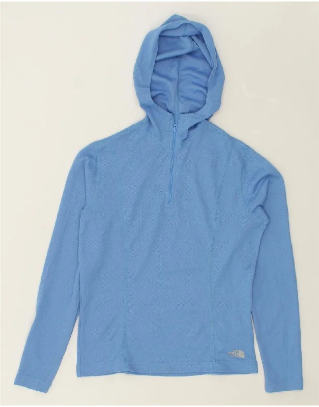 THE NORTH FACE Womens Hoodie Jumper UK 10 Small Blue Polyester Hoodie with Rolled Sleeves Casual Relaxed THE NORTH FACE Womens Hoodie Jumper UK 10 Small Blue Polyester Hoodie with Rolled Sleeves Casual Relaxed