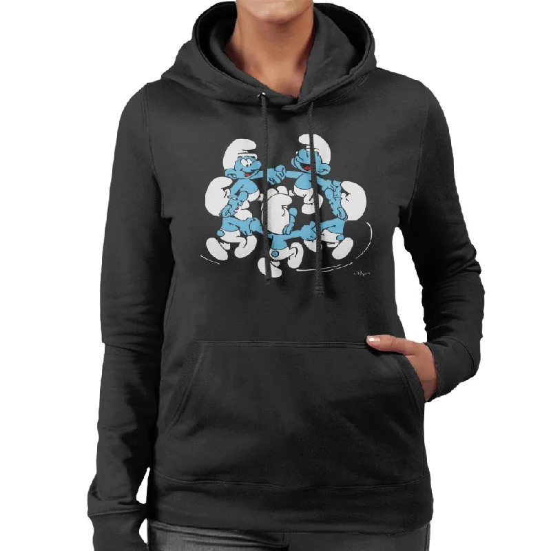The Smurfs Holding Hands And Dancing Women's Hooded Sweatshirt Hoodie with Lining Warm Insulated The Smurfs Holding Hands And Dancing Women's Hooded Sweatshirt Hoodie with Lining Warm Insulated