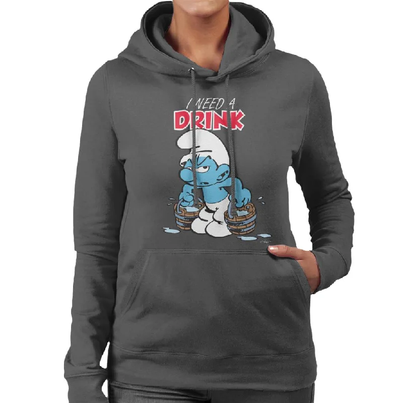 The Smurfs I Need A Drink Women's Hooded Sweatshirt Hoodie with Illustration Artistic Creative The Smurfs I Need A Drink Women's Hooded Sweatshirt Hoodie with Illustration Artistic Creative