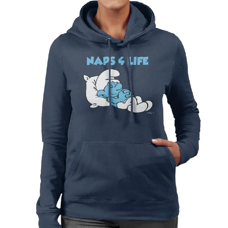 The Smurfs Naps 4 Life Women's Hooded Sweatshirt Hoodie with Lace Feminine Delicate
