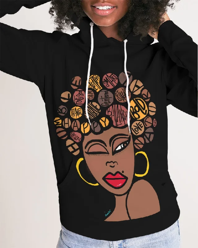THE WINKING LADY Women's Hoodie Black Hoodie with Tie-Dye Psychedelic Retro
