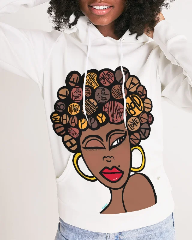 THE WINKING LADY Women's Hoodie White Hoodie with Earth Tones Natural Calm