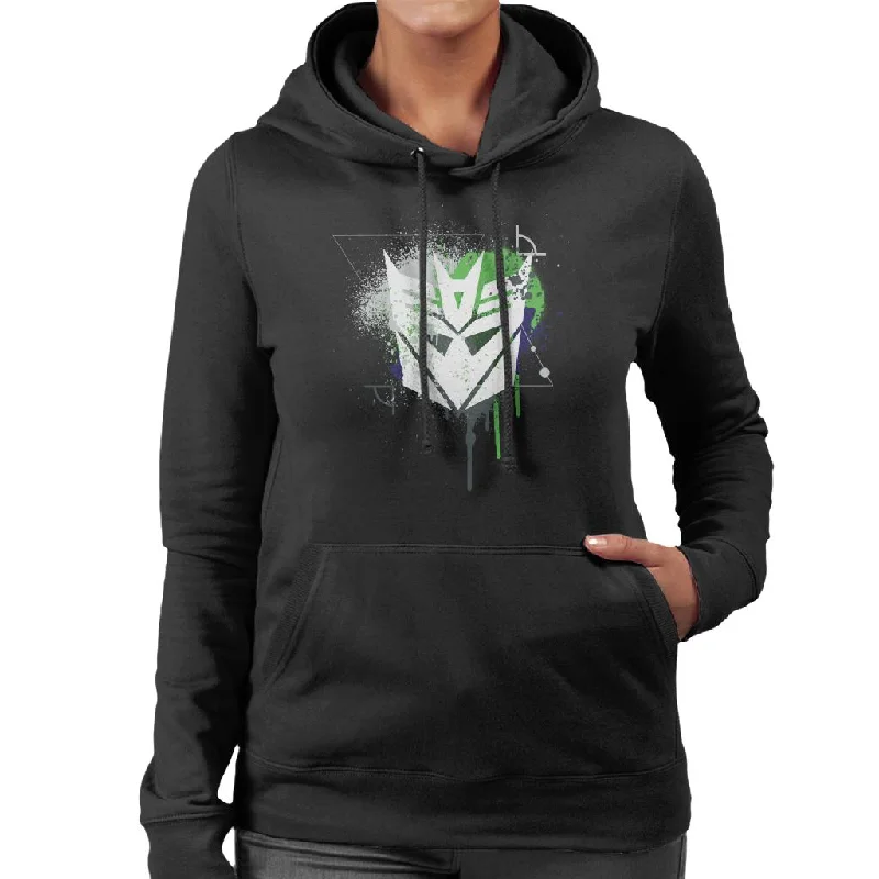 Transformers Decepticons Icon Splatter Women's Hooded Sweatshirt Hoodie with Hem Detail Decorative Unique Transformers Decepticons Icon Splatter Women's Hooded Sweatshirt Hoodie with Hem Detail Decorative Unique
