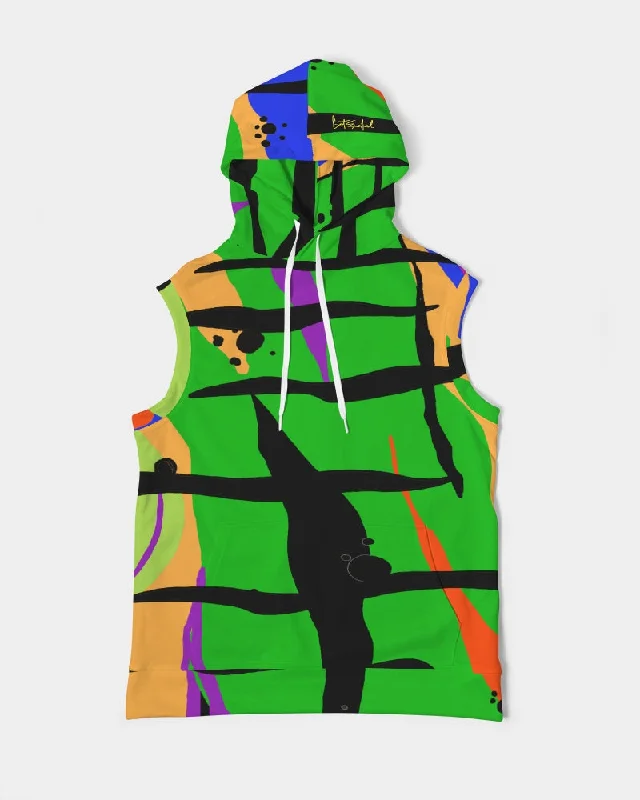 MY GREEN VIBRATION Men's/Unisex Premium Heavyweight Sleeveless Hoodie Hoodie Crop Top Short Trendy MY GREEN VIBRATION Men's/Unisex Premium Heavyweight Sleeveless Hoodie Hoodie Crop Top Short Trendy