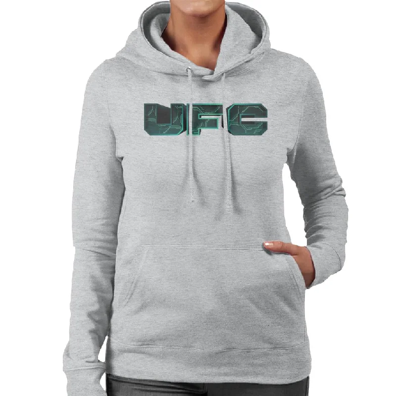 UFC Cyber Logo Women's Hooded Sweatshirt Hoodie with Button Placket Classic Preppy