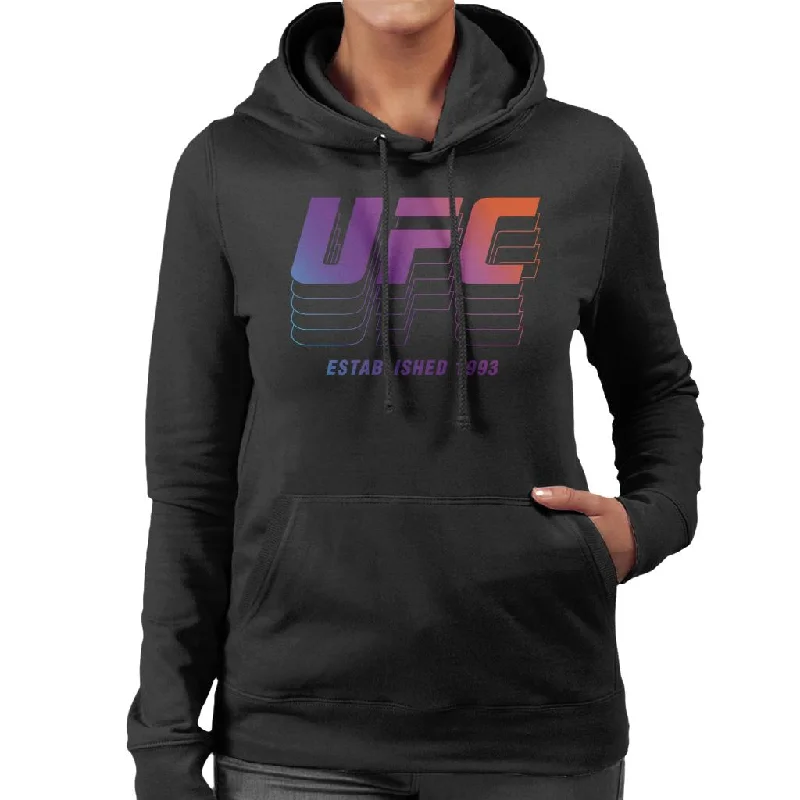 UFC Established 1993 Retro Logo Women's Hooded Sweatshirt Hoodie with Half-Zip Sporty Casual UFC Established 1993 Retro Logo Women's Hooded Sweatshirt Hoodie with Half-Zip Sporty Casual