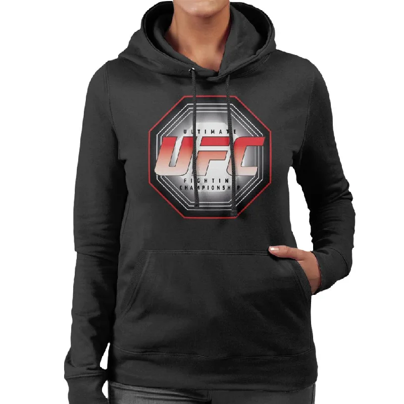 UFC Octagon Logo Women's Hooded Sweatshirt Hoodie with Puffed Sleeves Voluminous Trendy UFC Octagon Logo Women's Hooded Sweatshirt Hoodie with Puffed Sleeves Voluminous Trendy