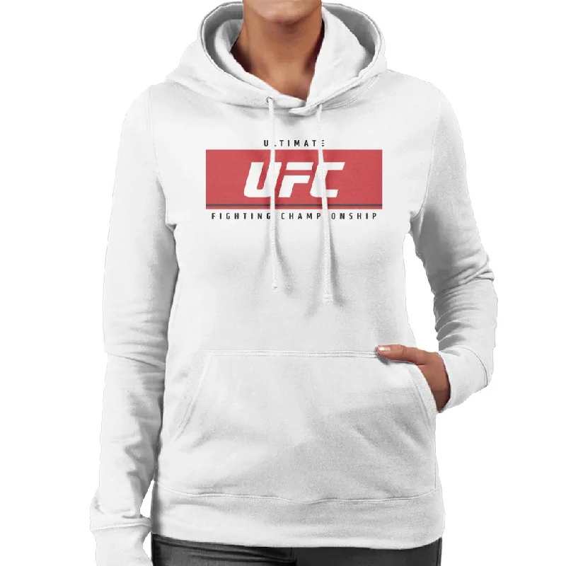 UFC Red Block Black Text Women's Hooded Sweatshirt Hoodie with Contrast Stitching Detailed Premium UFC Red Block Black Text Women's Hooded Sweatshirt Hoodie with Contrast Stitching Detailed Premium
