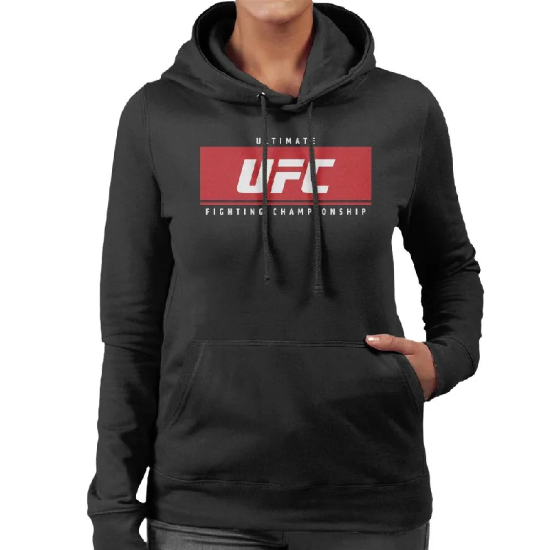 UFC Red Block White Text Women's Hooded Sweatshirt Hoodie with Cropped Fit Short Trendy UFC Red Block White Text Women's Hooded Sweatshirt Hoodie with Cropped Fit Short Trendy
