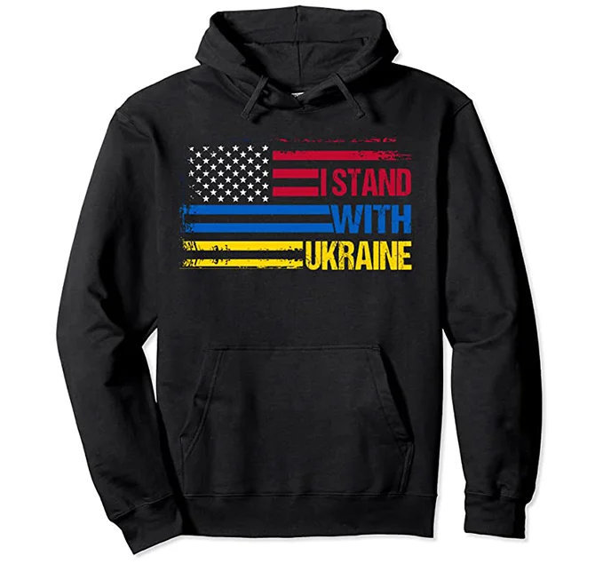 Ukrainian American Hoodie Hoodie with Ribbed Hem Stretchable Secure