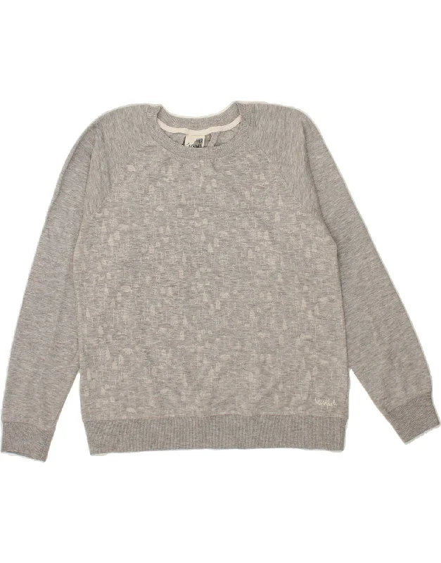WEIRD FISH Womens Graphic Sweatshirt Jumper UK 12 medium Grey Cotton Hoodie with Frayed Bohemian Relaxed WEIRD FISH Womens Graphic Sweatshirt Jumper UK 12 medium Grey Cotton Hoodie with Frayed Bohemian Relaxed