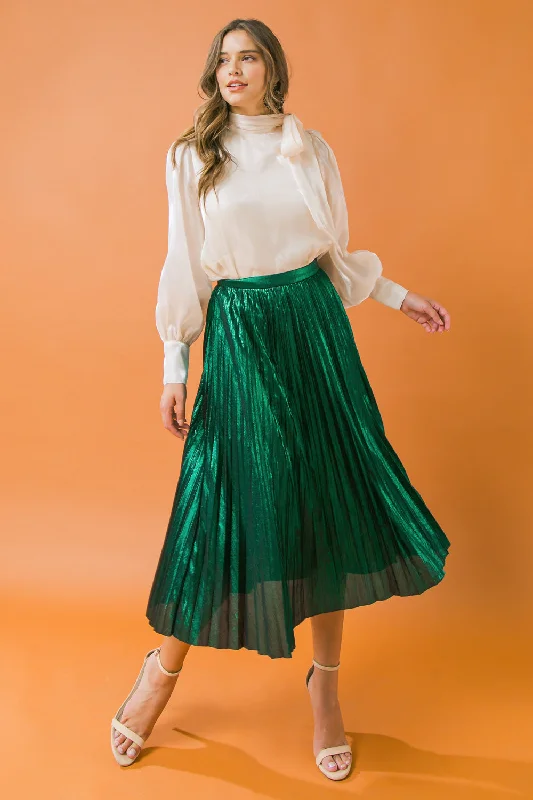 NEW ATTRACTION PLEATED MIDI SKIRT leather skirt modern