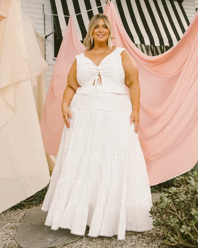 Robyn Maxi Skirt | White silk skirt smooth