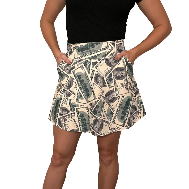 A-Line Skirt w/Optional Pockets - Benjamins Money asymmetrical skirt cut