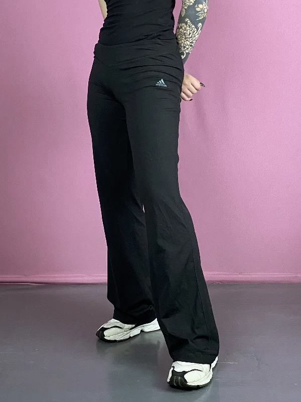 Adidas Performance Vintage Women's Flare Leggings - M Black Polyester Blend Chic Workout Leggings