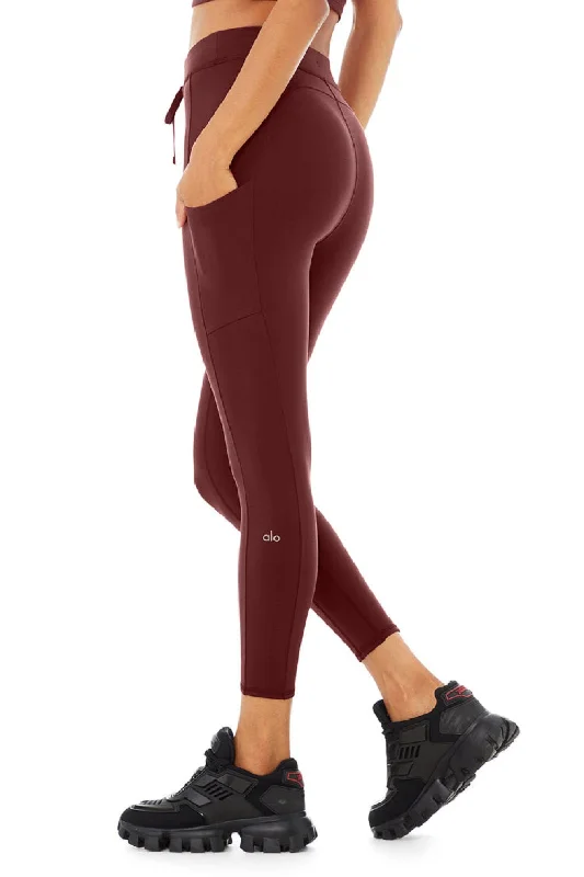 Alo Yoga Women's Checkpoint Drawstring 7/8 Leggings, Cranberry, S Cozy Warmth Leggings Alo Yoga Women's Checkpoint Drawstring 7/8 Leggings, Cranberry, S Cozy Warmth Leggings
