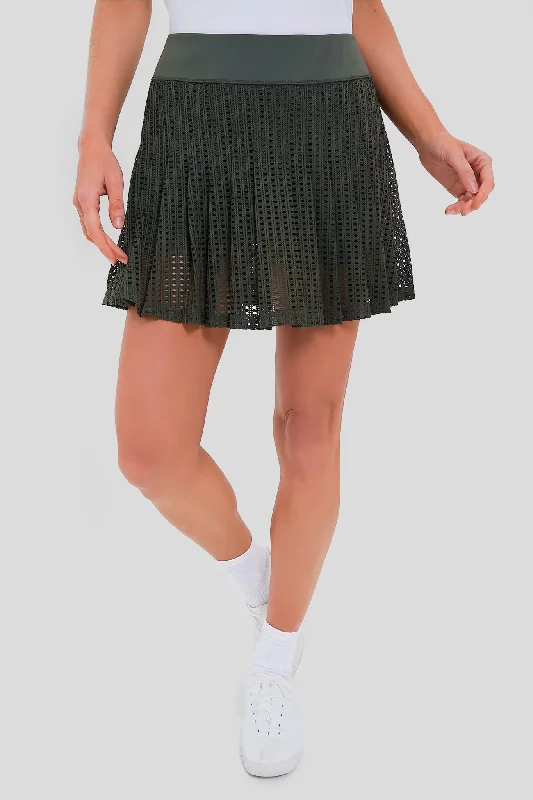 Army Green Cane 15 Inch Williams Tennis Skirt high waist skirt