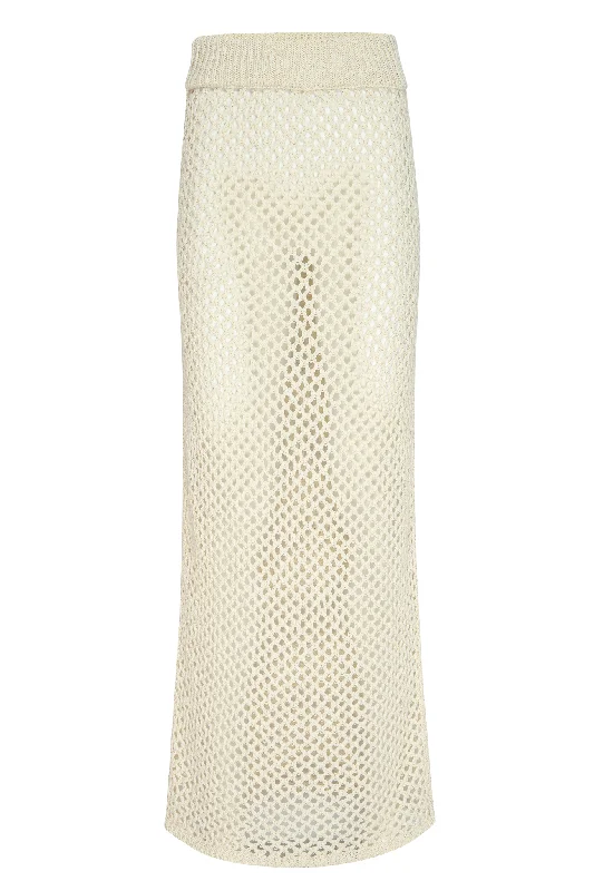 Cape May Skirt - Ivory Crochet leather skirt modern