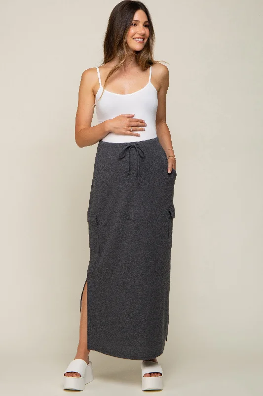 Charcoal Cargo Maternity Maxi Skirt leather skirt bold