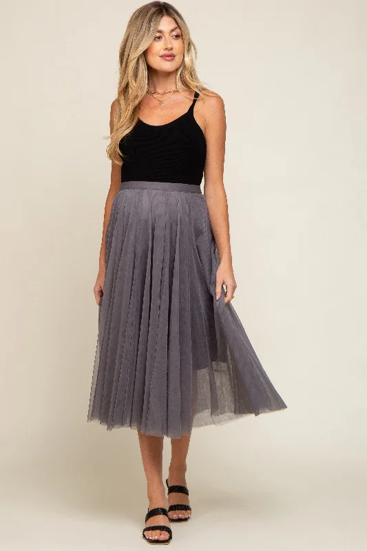Charcoal Tulle Maternity Midi Skirt velvet skirt sumptuous
