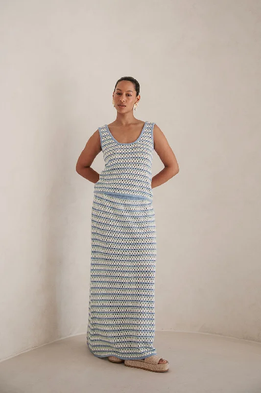 Erin Knit Skirt - Blue linen skirt light
