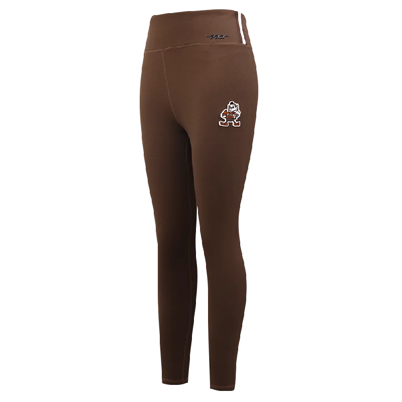 NFL CLEVELAND BROWNS RETRO CLASSIC WOMEN'S JERSEY LEGGING (BROWN) Comfortable Sports Performance Tights NFL CLEVELAND BROWNS RETRO CLASSIC WOMEN'S JERSEY LEGGING (BROWN) Comfortable Sports Performance Tights
