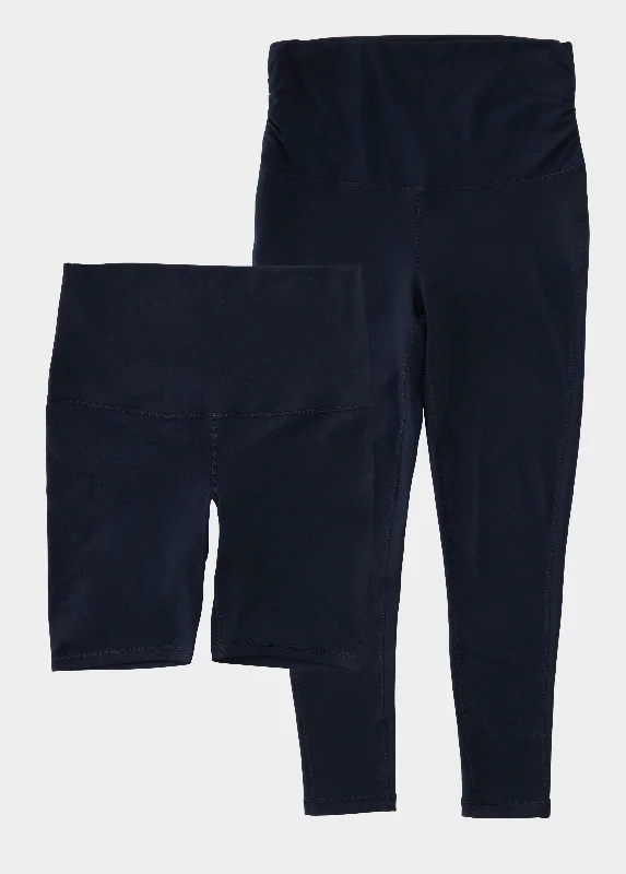 Maternity and Postpartum Active Legging+ Bike Short Bundle Black Fashionable Sports Compression Leggings Maternity and Postpartum Active Legging+ Bike Short Bundle Black Fashionable Sports Compression Leggings