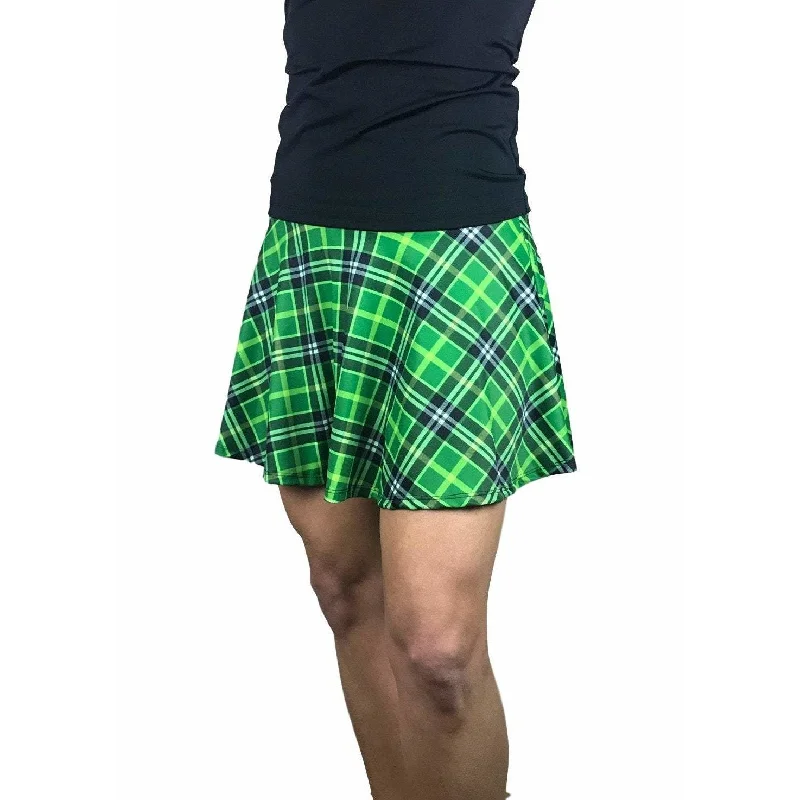 Green Plaid Athletic Flare Skirt w/ built in compression shorts lace skirt intricate Green Plaid Athletic Flare Skirt w/ built in compression shorts lace skirt intricate