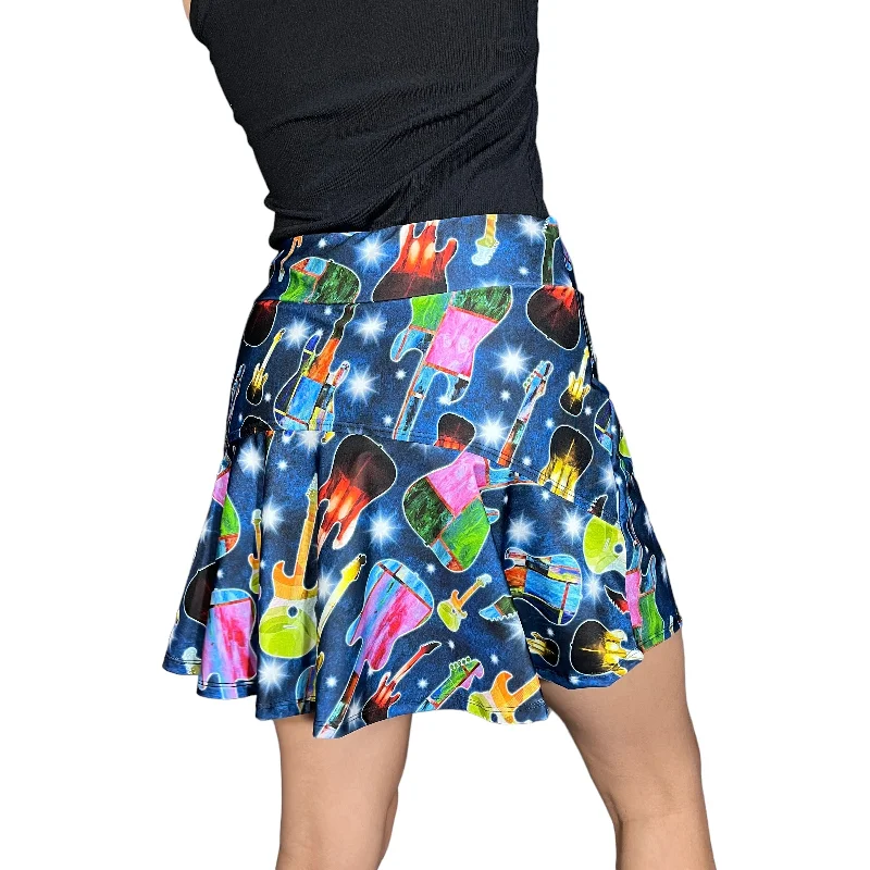 Guitar Print Flutter Golf, Running, Tennis, Pickleball Skirt button skirt front